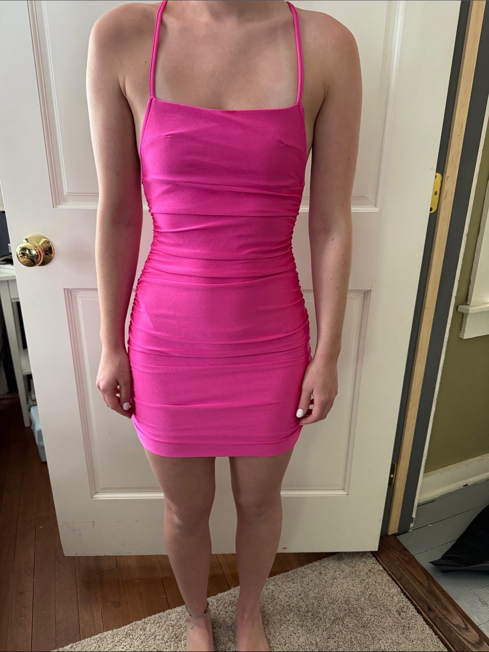 Lucy in the Sky Hot Pink Spaghetti-Strap Mini Dress